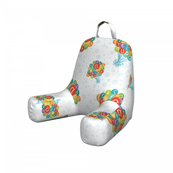 Alphabet Reading Pillow Cover, Print of a Group of Balloons Tied Floating in the Sky of Bubbles, Unstuffed Printed Bed Rest Case from Soft Fabric, Small, Pale Blue Multicolor, by Ambesonne