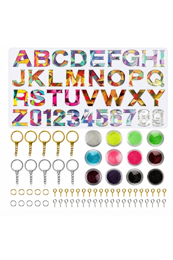 73 Piece Alphabet and Number Resin Mold Set, Silicone Letter Number Molds for Keychain Making, TIKA
