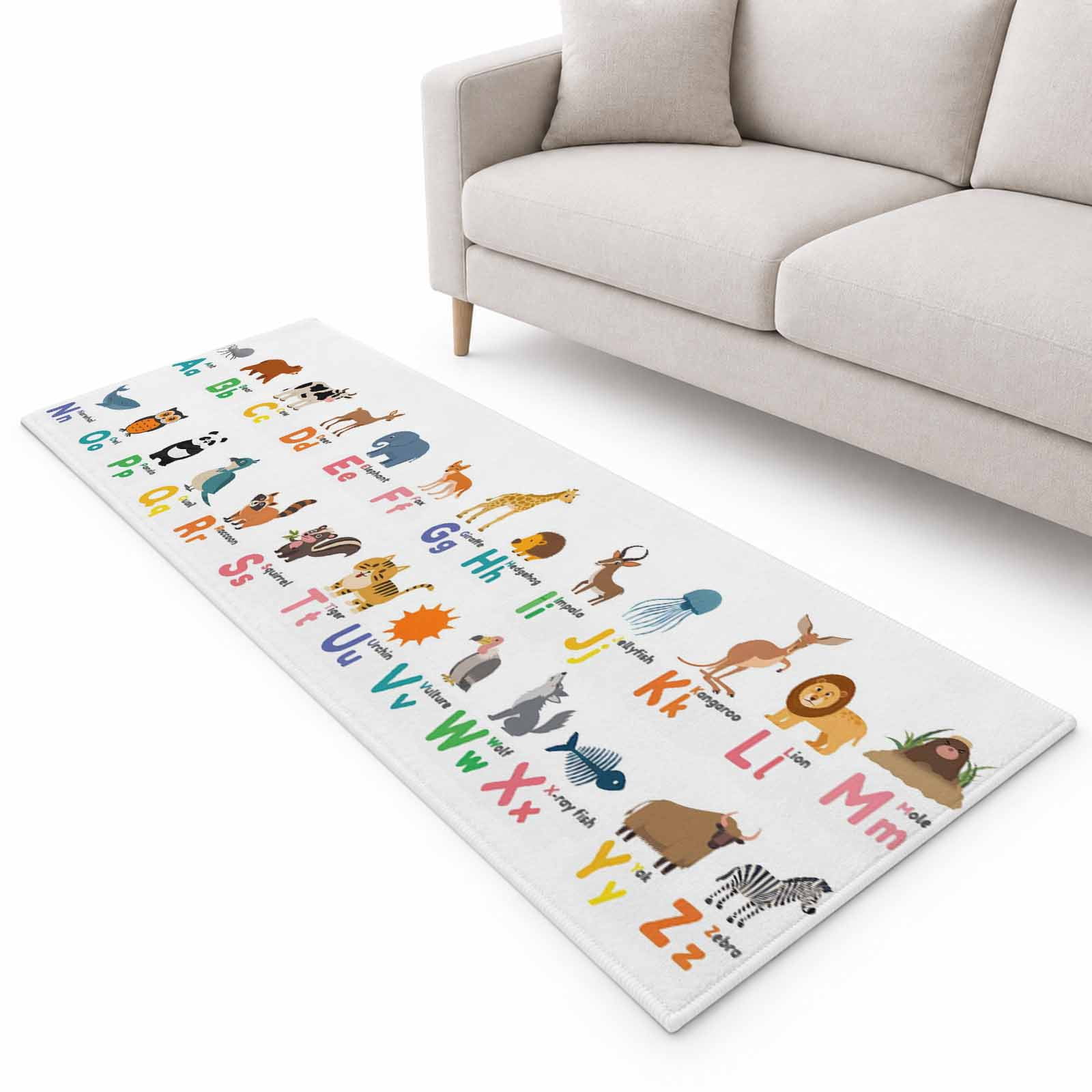 Alphabet Runner Rug 2.6'x8', Cartoon Cute Colorful Alphabet Soft Mat ...