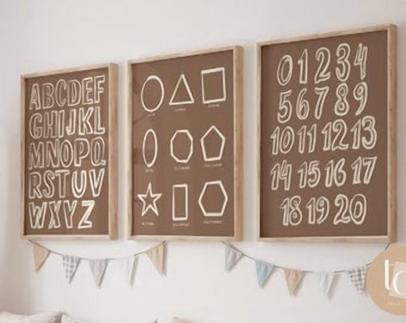 Alphabet, Shapes & Numbers Nursery Poster Set, Poster Only - Walmart.com