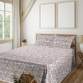 thumbnail image 1 of Alphabet Sheet Set, Weathered Letters Words on the Plain Background Repetitive Pattern, Fitted & Flat Sheet with Pillowcase Bedding Accent 4 Pcs Set, Calking, Dark Maroon and White, by Ambesonne, 1 of 5