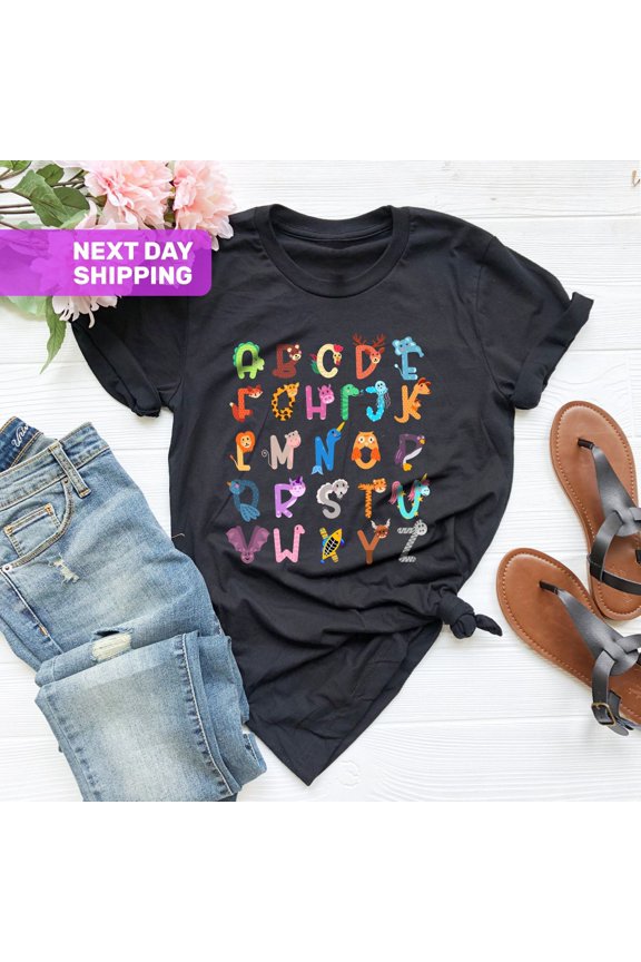 Alphabet Shirt, ABC Shirt, Alphabet Shirt for Teachers, Teacher Shirt, Shirt, Animals Alphabet T-Shirt, Kindergarten Teacher Shirt Tshirt All Size S-5XL