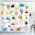 thumbnail image 1 of Alphabet Shower Curtain ABC Educational Learning Tool Large A To Z Washable Durable Polyester Fabric Bathroom Set Decor Hooks, 1 of 5