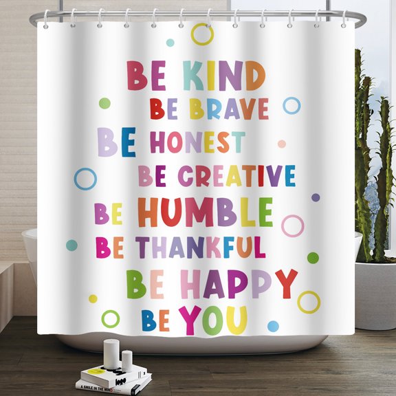 Alphabet Shower Curtain Kids Educational Cute Cartoon ABC Learning Polyester Fabric with
