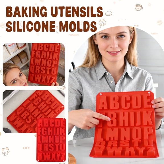 Alphabet Silicone Cake Mold, Food Grade Non-Stick Baking Mold, Reusable DIY Mold for Chocolate Letter Cake Decor Home Kitchen Craft