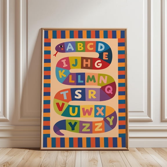 Alphabet Snake Colorful ABC Learning Educational Poster