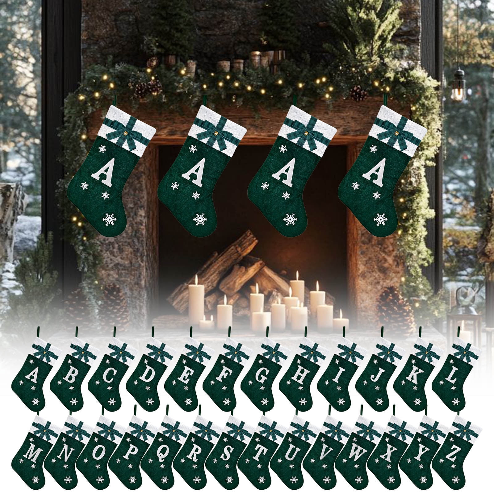 Alphabet Socks Pendants for Christmas Tree Pendant Large Alphabets