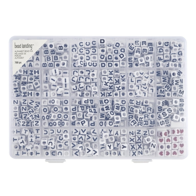 Bead, Metal - Alphabet Square 7mm Bead, Metal - Alphabet Square 7mm