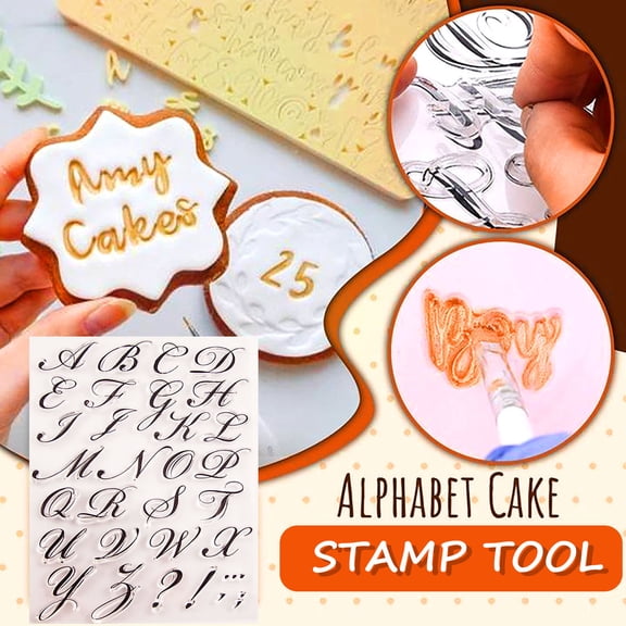 Alphabet Stamp Embosser,TPR Letter Cake Decorating Tool with Transparent Design & Easy to Use,For Fondant Cookie Art Projects,1PC,Silver