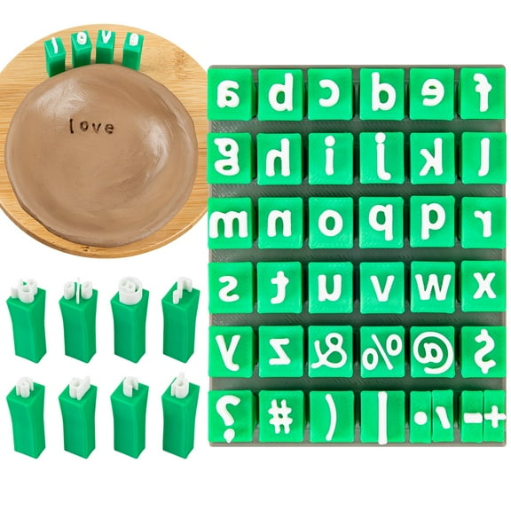 Alphabet Stamps for Clay, Letter Stamps for Polymer Clay, Mini Lowercase and Alphabet Symbols Stamps for Pottery Clay and DIY Craft (1 Set Lowercase Alphabet)