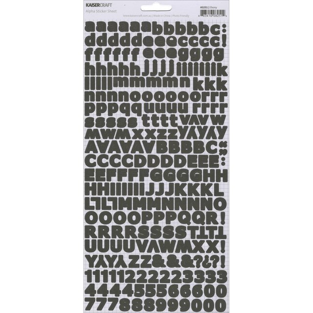 Alphabet Stickers, 6" x 12", Sheet