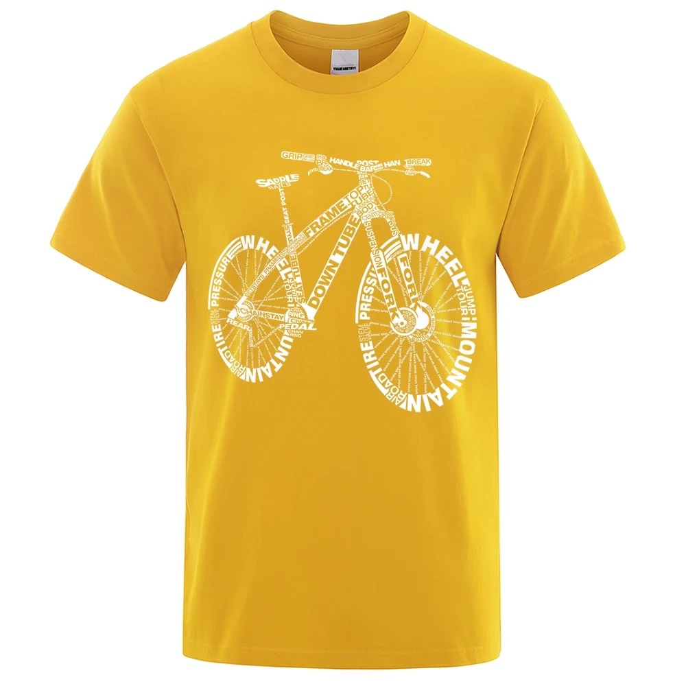 Alphabet Style Mountain Bike Funny Print TShirts Men Summer Breathable