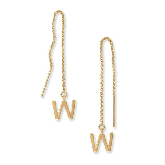 Alphabet Threader Earrings 14k Gold-filled with Letter W 14k Gold-plated Sterling Silver