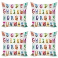 thumbnail image 1 of Ambesonne Alphabet Throw Pillow Cover 4 Pack, Cartoon Animals, 16", Multicolor, 1 of 2