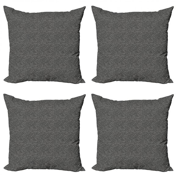 Alphabet Throw Pillow Cushion Case Pack of 4, Repetitive Computer Graphics of Randomly Aligned Calligraphic Elements, Modern Accent Double-Sided Print, 4 Sizes, Dark Grey and Eggshell, by Ambesonne