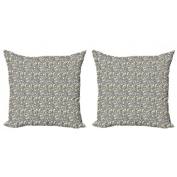 Ambesonne Alphabet Throw Pillow Cover 2 Pack, Typography and Numerals, 16", Grey Yellow