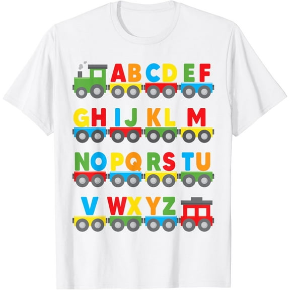 Alphabet Toy Train Colorful Letters learn ABCs boy girl kids T-Shirt100% cotton