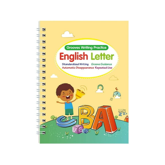 Alphabet Tracing Book, Multicolor Reusable Handwriting Book, 4-Pack Reusable Handwriting Workbook, Number Alphabet Tracing Book for Writing Practice Learning, by Goohae