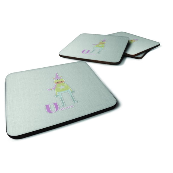 Alphabet U for Unicorn Foam Coaster Set of 4