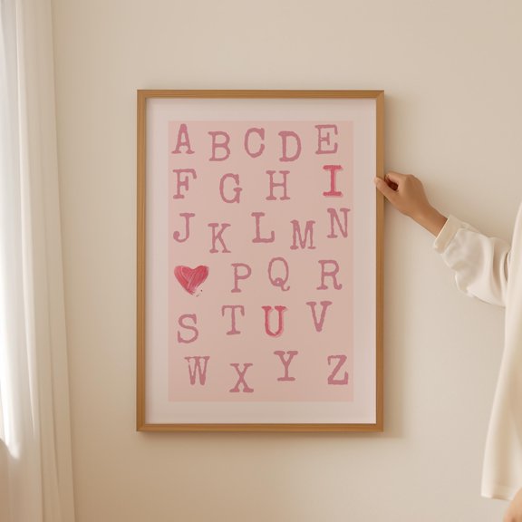 Alphabet Valentines Day For Anniversary Or Long Distance Girlfriend Couples Decorative Wall Art Poster , Poster Print Only