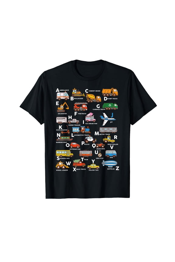 Alphabet Vehicles ABCs Learning Teachers Kids Boys Girls T-Shirt