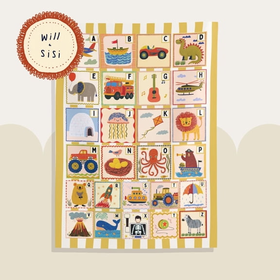 Alphabet Wall Banner, ABC Learning Decor, Unframed Paper Poster 8x10in