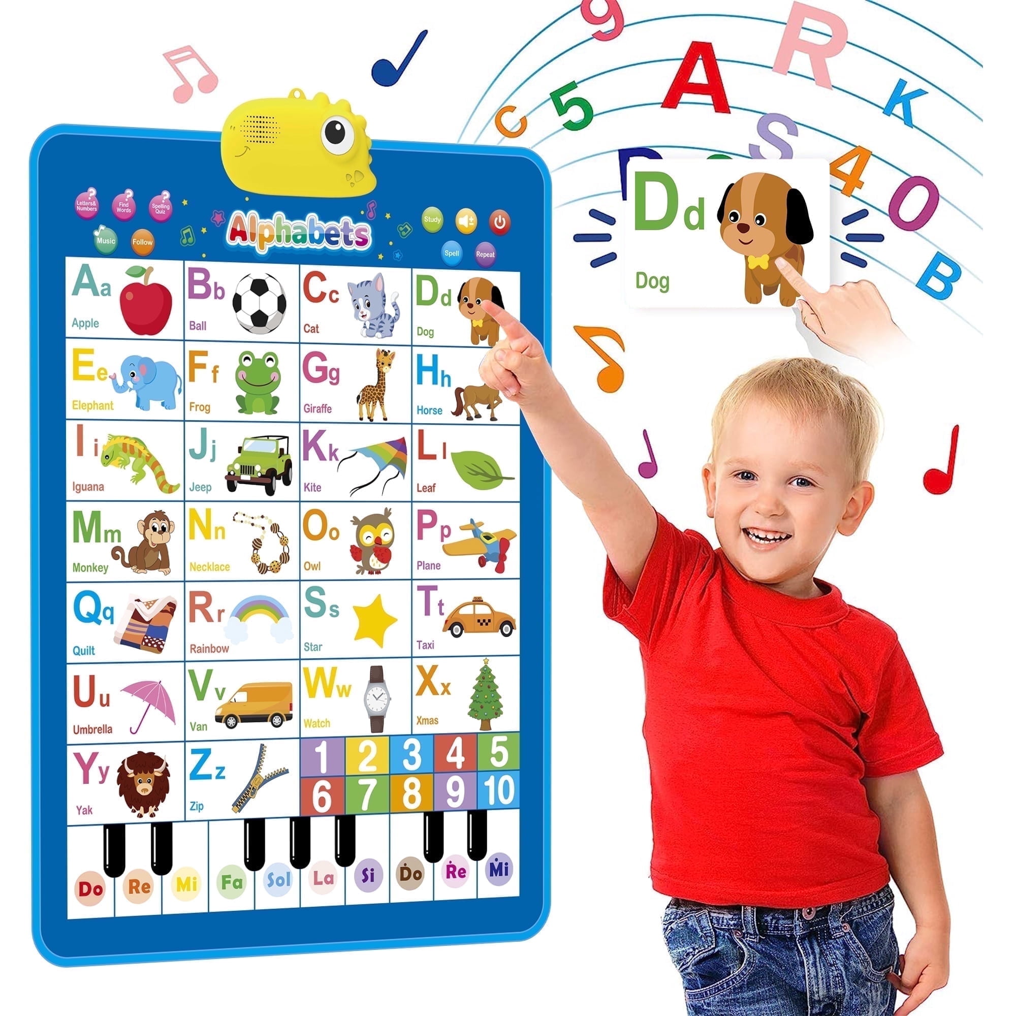 Alphabet Wall Chart,ABCs & 123s Kids Learning Toys for 2 3 4 year olds