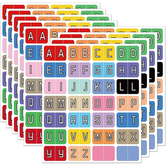 Alphabet A to Z 26 Letters Index File Folder Labels Multicolor Alphabet Tabs - Color Coded A to Z Tab Dividers Stickers Alphabet Letters Teacher Supplies Stickers for Classroom Book Organizing 56
