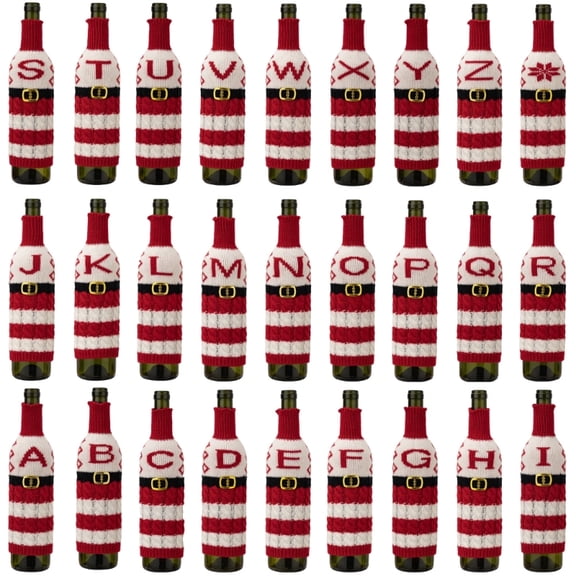 Alphabetical Knitted Wine Bottle Covers 27PCS Handmade Dress Sleeves Unique