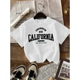 thumbnail image 1 of Alphabets LOS ANGELES CALIFORNIA Print Girl's Summer Comfy T-shirt, Casual Round Neck Short Sleeved Top For Summer Sports Activities & Daily Wear, 1 of 5