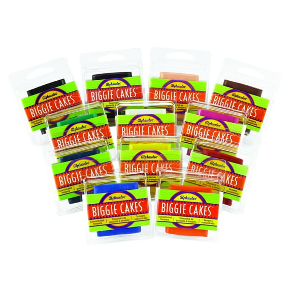 Alphacolor Biggie Cakes Concentrated Tempera Assorted Colors 12 Pack - Chalk