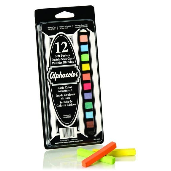 Alphacolor Soft Square Pastels Basic Assortment 12 Colors 12 Pack - Chalk