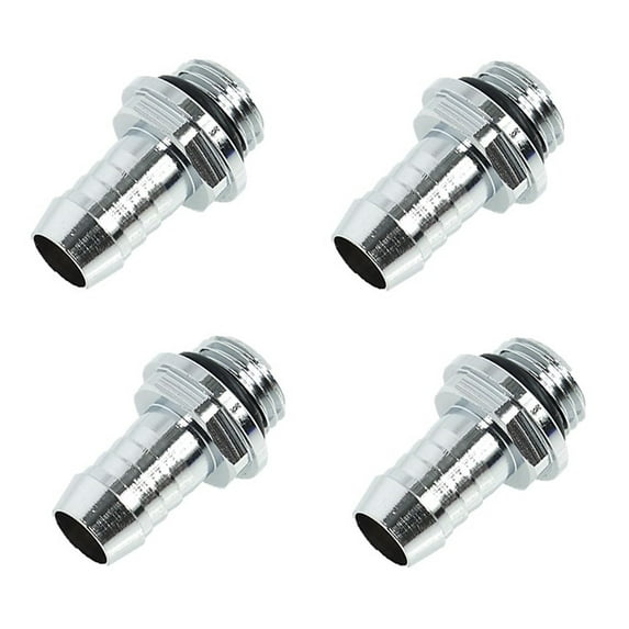 Alphacool HF G1/4" to 10mm ID "FatBoy" Barb Fitting for Soft Tubing, Chrome, 4-pack