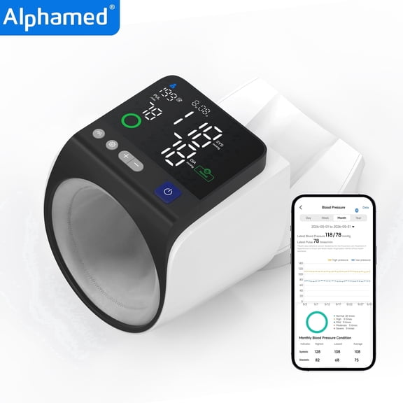 Alphamed Upper Arm No Wrap Accurate Digital Electronic Blood Pressure Monitor FDA Approved Bluetooth Large Cuff for Arm 8.7" to 15.7"