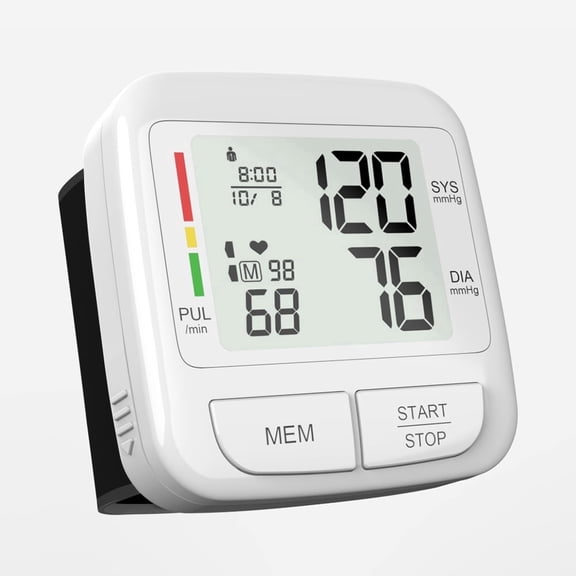 Alphamed Wrist Blood Pressure Monitor – Night & Home, Large LCD, Accurate, Memory Storage, Adjustable Cuff