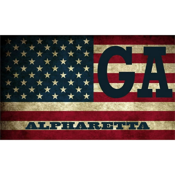 Alpharetta GA Georgia Fulton County Vintage US Flag Decal Bumper Sticker 3M Vinyl 3" x 5"