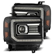 AlphaRex LUXX Series LED Projector Headlights for 2014-2015 GMC Sierra - Black with Sequential Signal and Daytime Running Lights