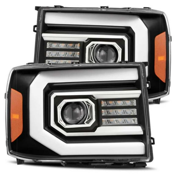 Alpharex Projector Headlights Plank Style Design Matte Black Fits select: 2007-2013 GMC SIERRA, 2007 GMC NEW SIERRA