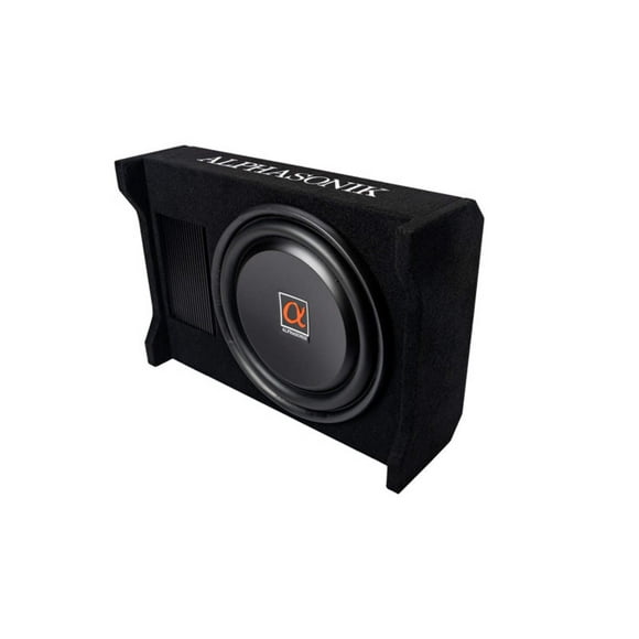 Alphasonik AS120A 12" 1500 Watts MAX Built-in Amplifier Down Fire Shallow Mount Enclosed for Tight Spaces in Cars and Trucks, Slim Thin Loaded Subwoofer Air Tight Sealed Bass Enclosure