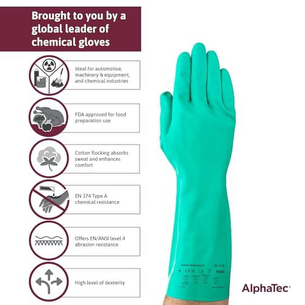 Alphatec Solvex 37175 Nitrile ChemicalResistant Gloves for Cleaning