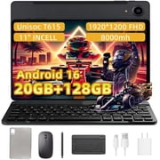 11-Inch Android 16 Tablet with Keyboard,Gemini AI,128GB ROM,20GB RAM,2TB Expandable,T615 Octa-Core,1920 x 1200 FHD,8000mAh