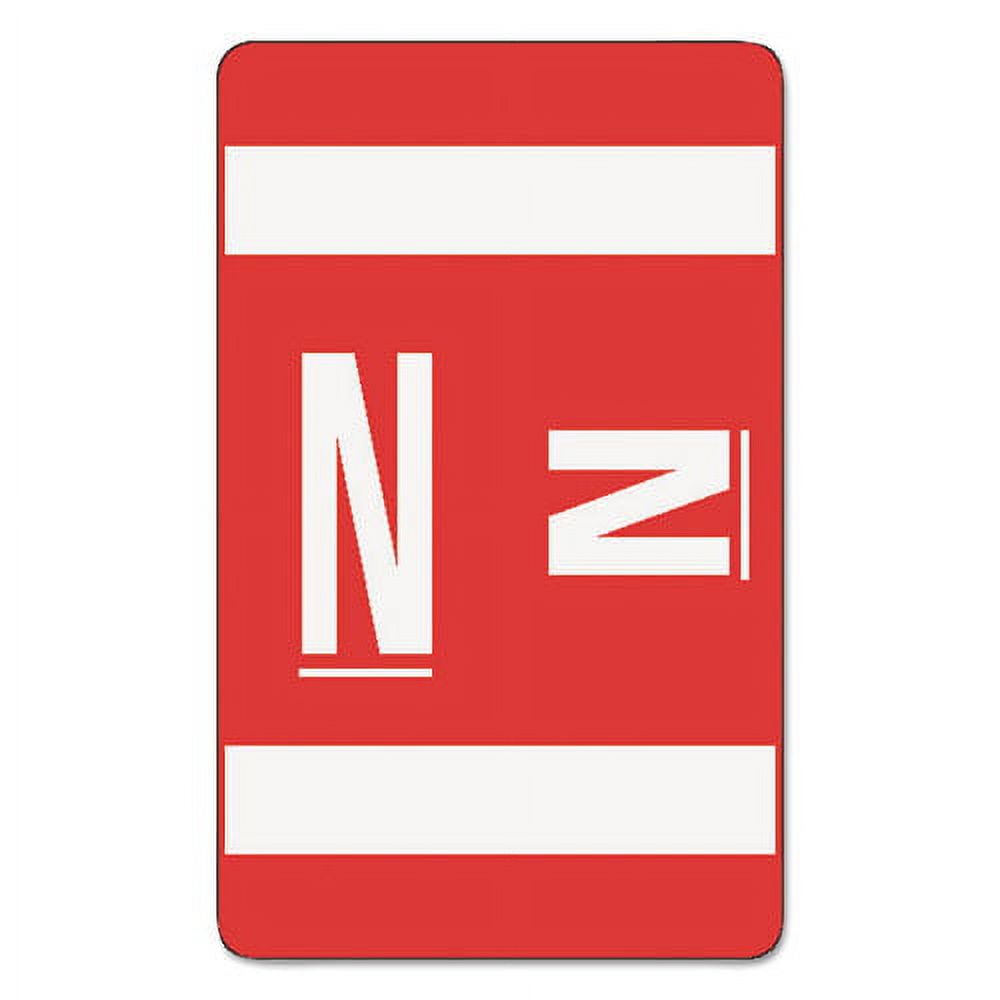 AlphaZ Color-Coded Second Letter Alphabetical Labels, N, 1 x 1.63, Red, 10/Sheet, 10 Sheets/Pack AlphaZ Color-Coded Second Letter Alphabetical Labels, N, 1 x 1.63, Red, 10/Sheet, 10 Sheets/Pack