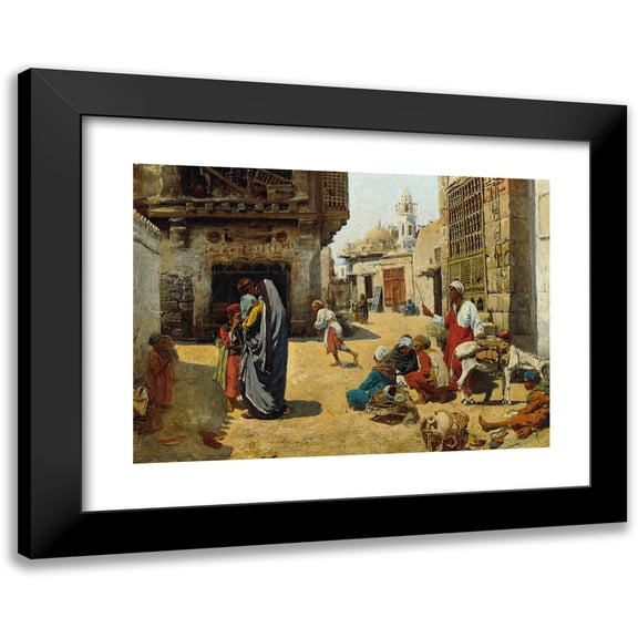 Alphons Leopold Mielich 18x14 Black Modern Framed Museum Art Print Titled - Cairo Street Scene (Around 1890-1900)
