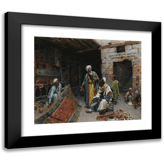 Alphons Leopold Mielich 24x20 Black Modern Framed Museum Art Print Titled - The Carpet Merchant