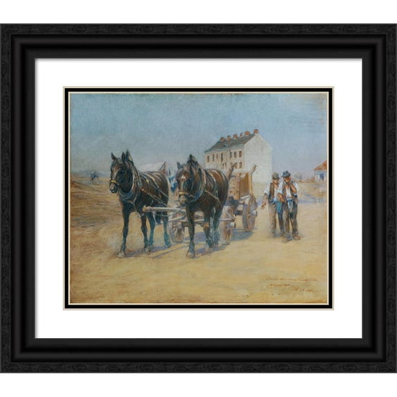 Alphons Leopold Mielich 24x20 Black Ornate Framed Double Matted Museum Art Print Titled: In the Hernalser Sandgstatte (1900)
