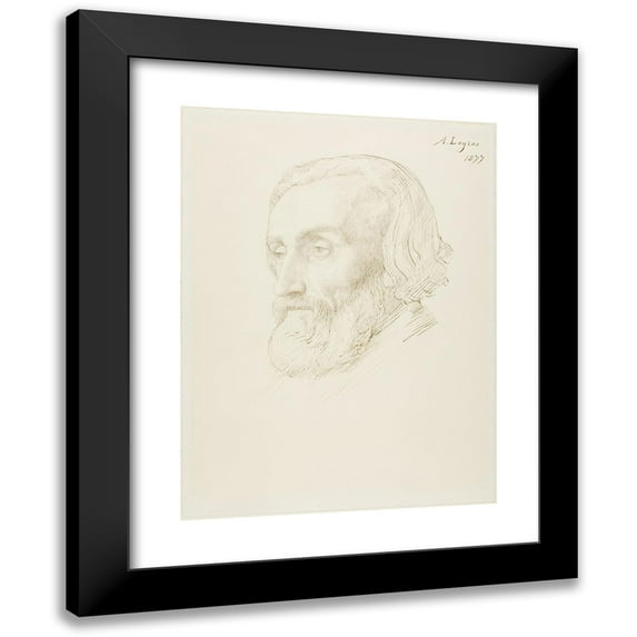 Alphonse Legros 11x14 Black Modern Framed Museum Art Print Titled - Head of a Man (1877)