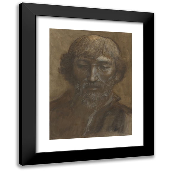 Alphonse Legros 11x14 Black Modern Framed Museum Art Print Titled - Head of a Man, Full Face
