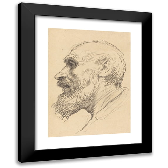 Alphonse Legros 11x14 Black Modern Framed Museum Art Print Titled - Head of an Old Man