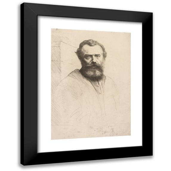 Alphonse Legros 11x14 Black Modern Framed Museum Art Print Titled - Self-Portrait (Third Plate)