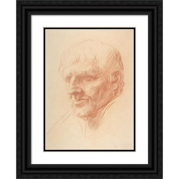 Alphonse Legros 11x14 Black Ornate Wood Framed Double Matted Museum Art Print Titled: Head of a Man (1837-1911)